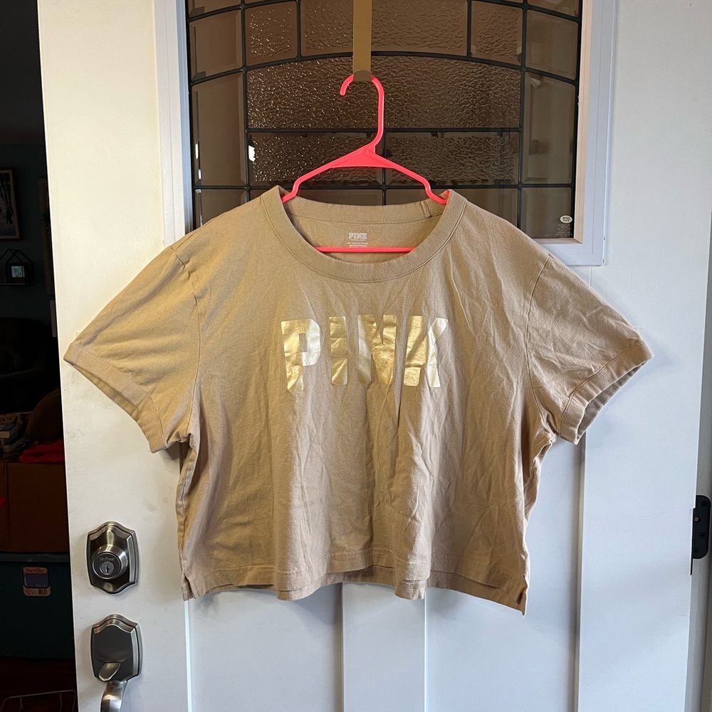 VICTORIA'S SECRET PINK gold cropped top